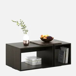 Kosmo Center Table Ct 106 In Fumed Oak & Brown Marble