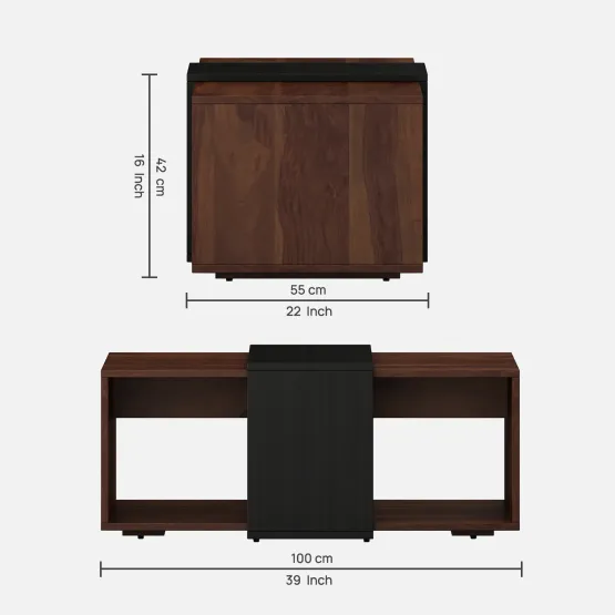 Kosmo Center Table Ct 109 In Sheesham & Natural Wenge