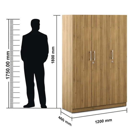 Carnival 3 Door Wardrobe Without Mirror - Natural Teak