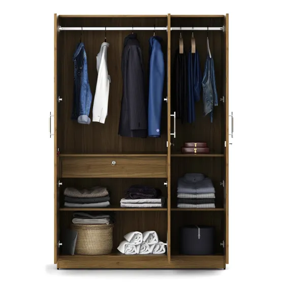 Carnival 3 Door Wardrobe Without Mirror - Natural Teak