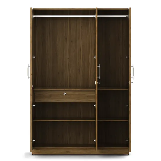 Carnival 3 Door Wardrobe Without Mirror - Natural Teak