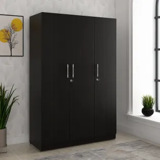 Kosmo Carnival 3 Door Wardrobe Without Mirror Hd - Natural Wenge Woodpore