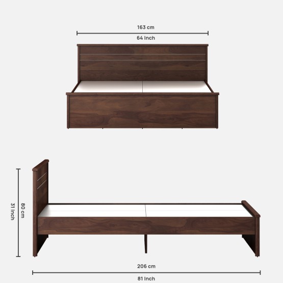 Kosmo Carnival Queen Bed Without Storage - Sheesham