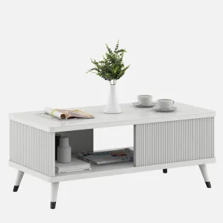 Kosmo Center Table Alpine With Glass Top - High Gloss