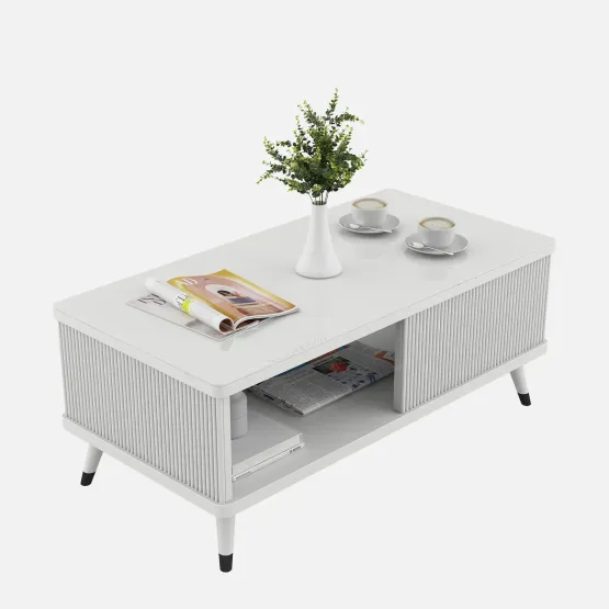 Kosmo Center Table Alpine With Glass Top - High Gloss