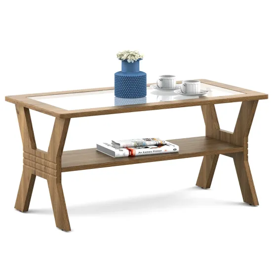 Kosmo Centre Table Ct24 With Glass Top - Classic Oak