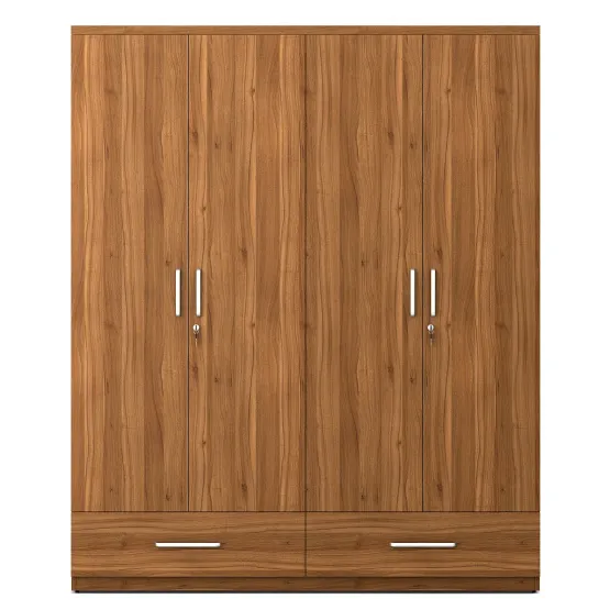 Kosmo Classy 4 Door Wardrobe Without Mirror - Natural Teak