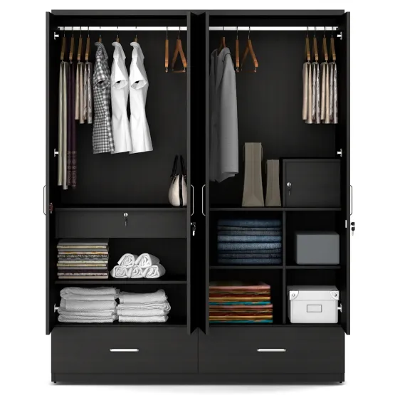 Kosmo Classy 4 Door Wardrobe Without Mirror - Natural Wenge Woodpore