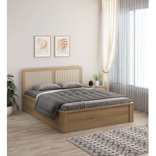 Cleo King Bed 3/4th Lift On Storage-santana Oak & Bamboo Flute