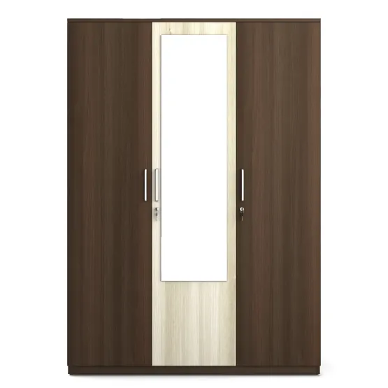 Kosmo Crescent 3 Door Wardrobe With Mirror - Mol-acacia Dark Woodpore