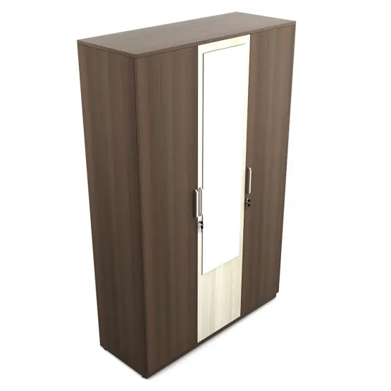 Kosmo Crescent 3 Door Wardrobe With Mirror - Mol-acacia Dark Woodpore