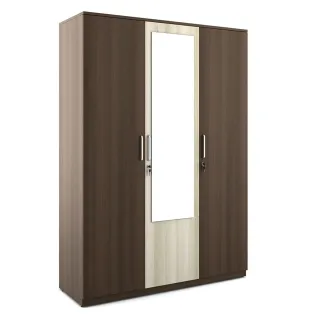 Kosmo Crescent 3 Door Wardrobe With Mirror - Mol-acacia Dark Woodpore