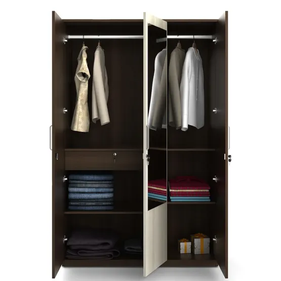 Kosmo Crescent 3 Door Wardrobe With Mirror - Mol-acacia Dark Woodpore