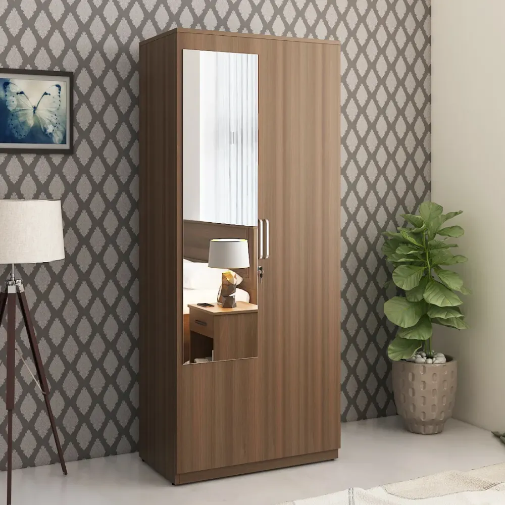 Kosmo Crescent 2 Door Wardrobe With Mirror - Mol-acacia Dark Woodpore