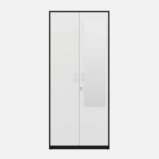 Kosmo Dew 2 Door Wardrobe Fw Shutter With Mirror - Natural Wenge Woodpore