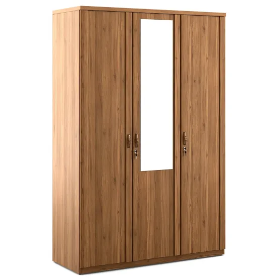 Kosmo Doric 3 Door Wardrobe - Natural Teak