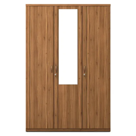 Kosmo Doric 3 Door Wardrobe - Natural Teak