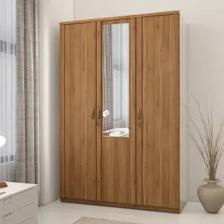 Kosmo Doric 3 Door Wardrobe - Natural Teak