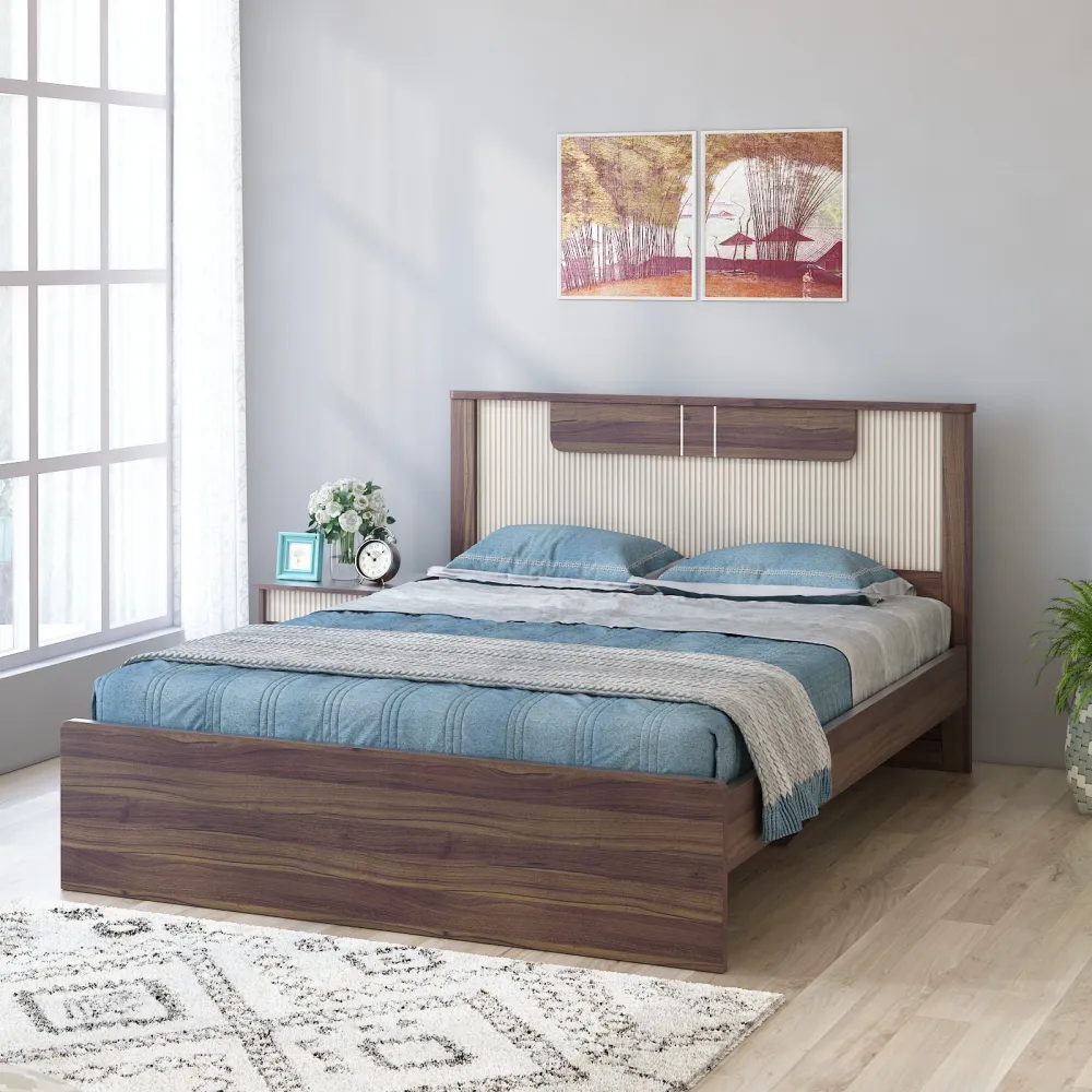 Eco King Bed Without Storage - Lyon Walnut