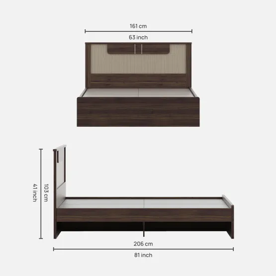 Eco Queen Bed Without Storage - Lyon Walnut