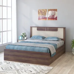 Eco Queen Bed With 3/4 Lift-on Storage - Lyon Walnut