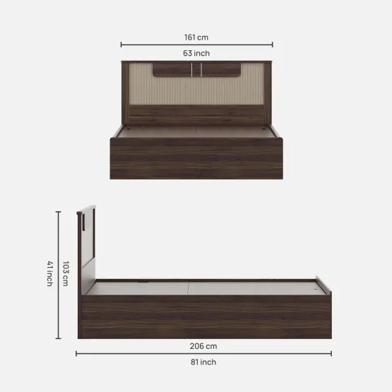 Eco Queen Bed With 3/4 Lift-on Storage - Lyon Walnut