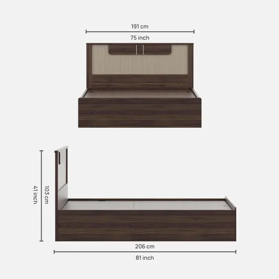 Eco King Bed With 3/4 Lift-on Storage - Lyon Walnut