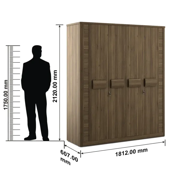 Kosmo Emperor / Proton 4 Door Wardrobe - Lyon Walnut