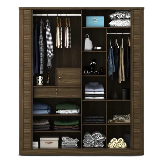 Kosmo Emperor / Proton 4 Door Wardrobe - Lyon Walnut