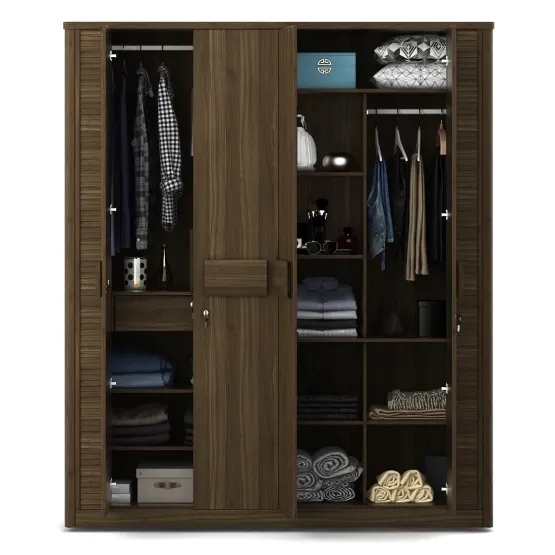 Kosmo Emperor / Proton 4 Door Wardrobe - Lyon Walnut