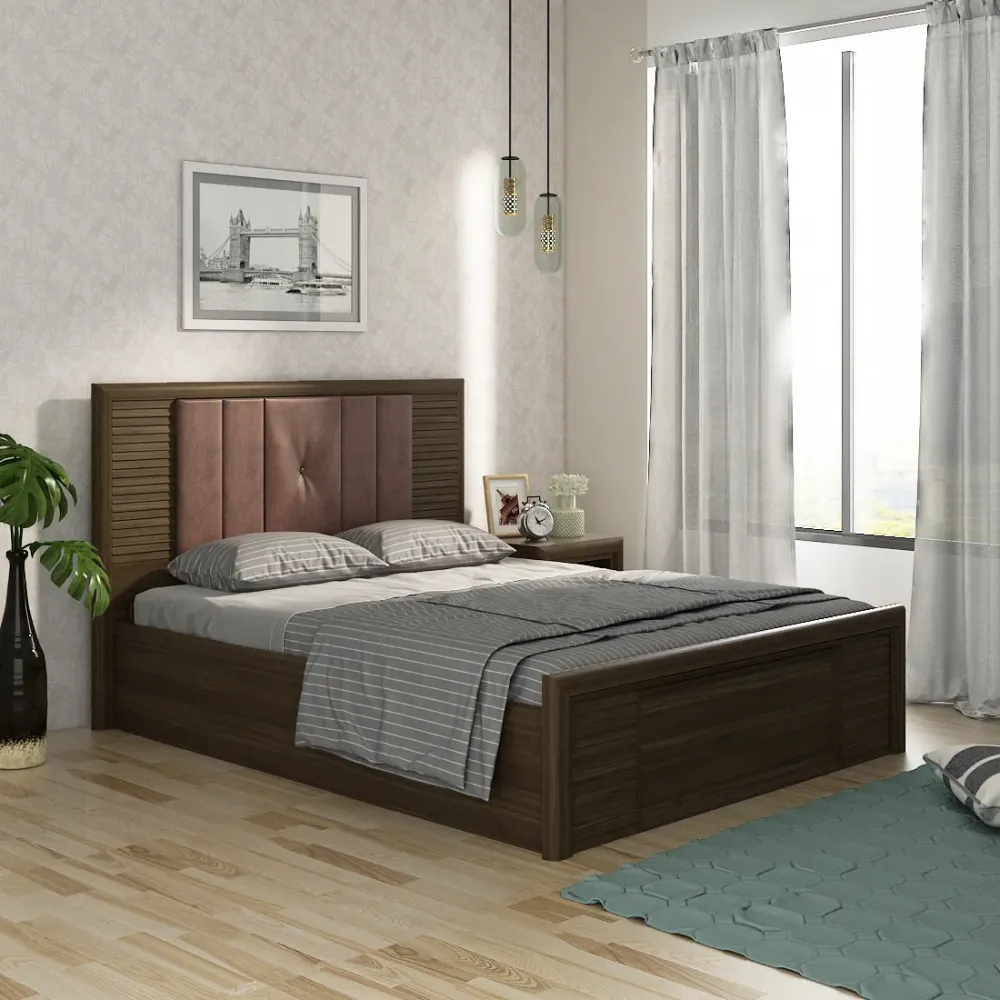 Kosmo Emperor King Bed V2 Full Lifton  With Top Panel - Lyon Walnut