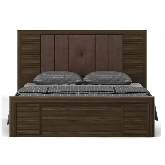 Kosmo Emperor King Bed V2 Full Lifton  With Top Panel - Lyon Walnut