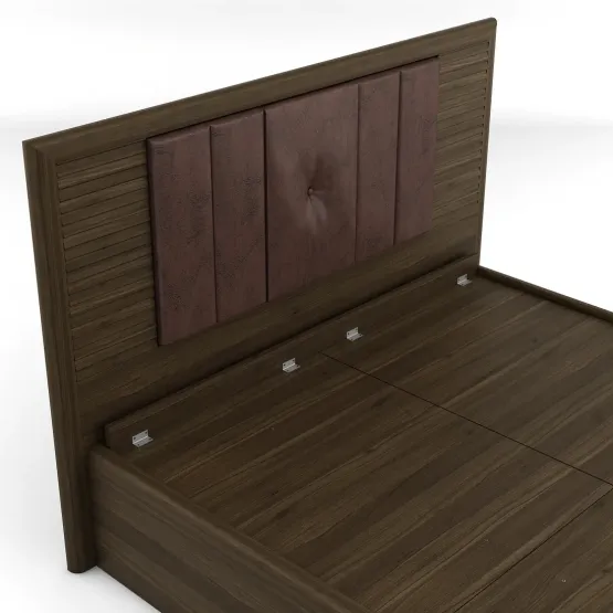 Kosmo Emperor King Bed V2 Full Lifton  With Top Panel - Lyon Walnut