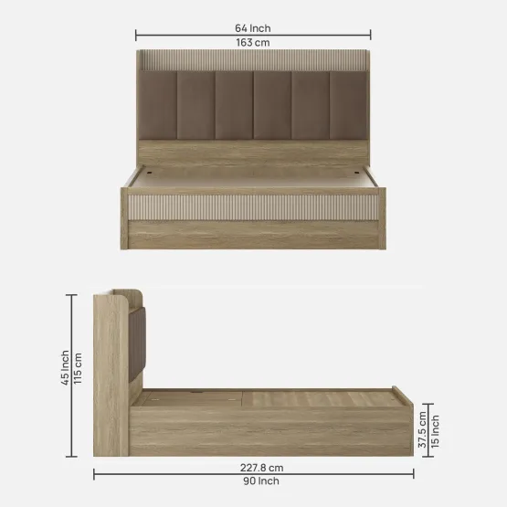 Gloria Queen Bed With 3/4 Lifton - Sebastian Oak And Bamboo Flute