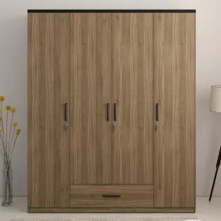 Kosmo Hover 4 Door Wardrobe Without Mirror-lyon Walnut & Natural Wenge