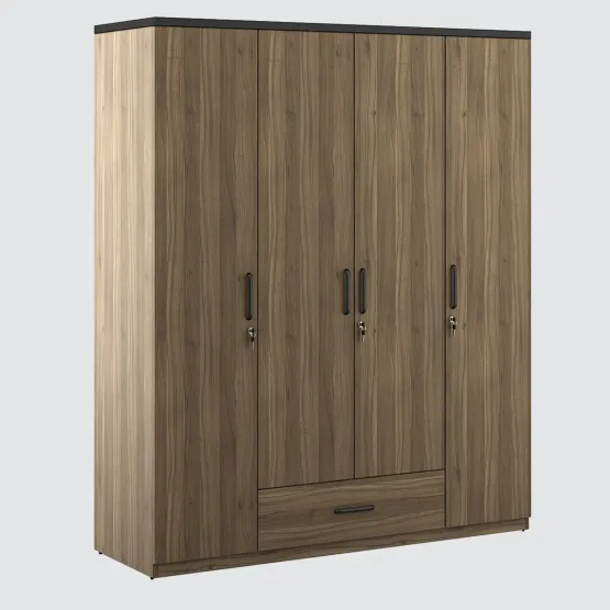 Kosmo Hover 4 Door Wardrobe Without Mirror-lyon Walnut & Natural Wenge