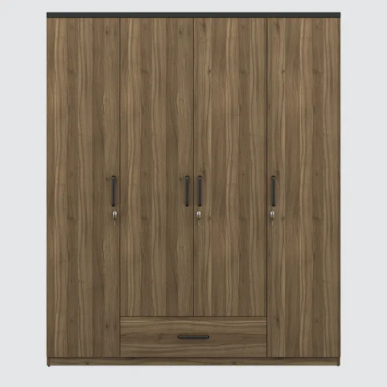 Kosmo Hover 4 Door Wardrobe Without Mirror-lyon Walnut & Natural Wenge