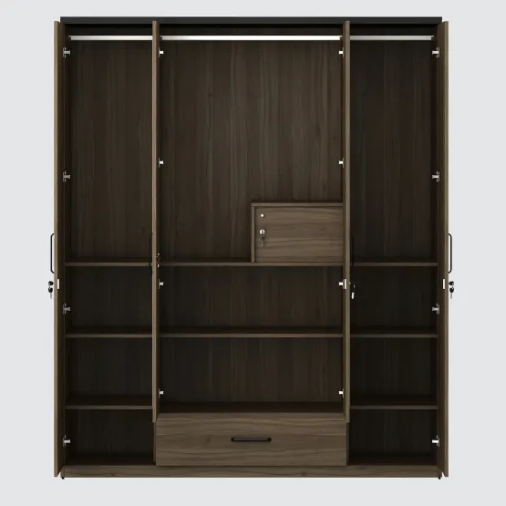 Kosmo Hover 4 Door Wardrobe Without Mirror-lyon Walnut & Natural Wenge