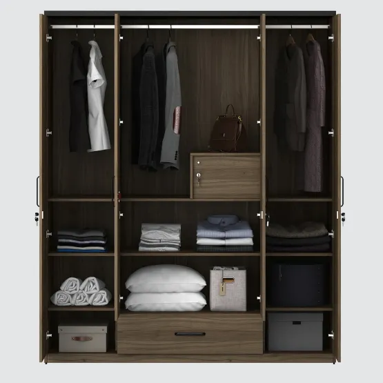 Kosmo Hover 4 Door Wardrobe Without Mirror-lyon Walnut & Natural Wenge