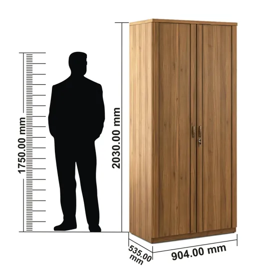 Kosmo Harmony 2 Door Wardrobe Without Mirror - Natural Teak