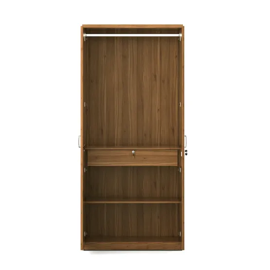 Kosmo Harmony 2 Door Wardrobe Without Mirror - Natural Teak