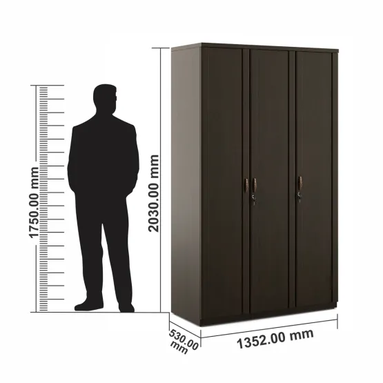 Kosmo Harmony 3 Door Wardrobe Without Mirror - Vermount - Woodpore