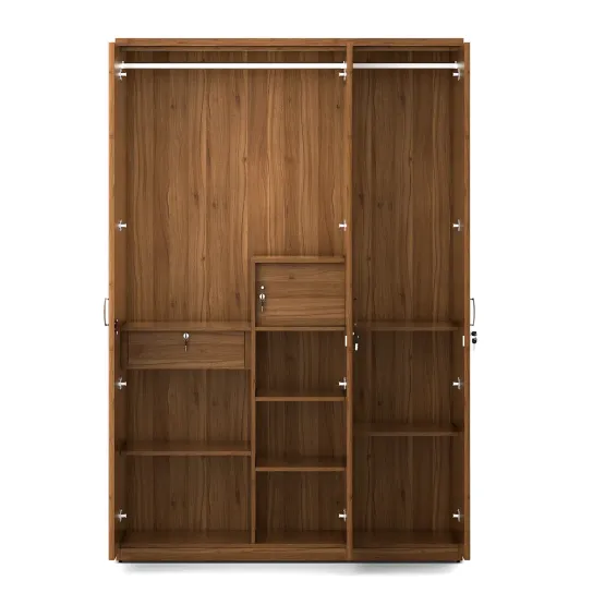 Kosmo Harmony 3 Door Wardrobe Without Mirror - Natural Teak