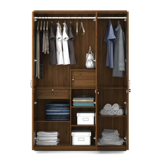 Kosmo Harmony 3 Door Wardrobe Without Mirror - Natural Teak