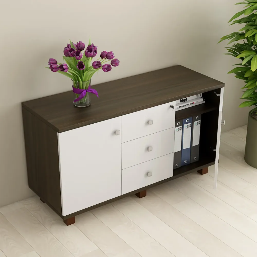 Icon Credestal Unit 1200 (w) X 450 (d) X 670 (h) - Fumed Oak