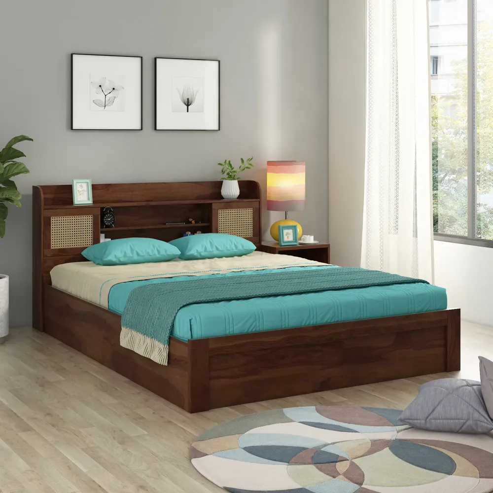 Kosmo Jude King Bed With Box Storage - Sheesham