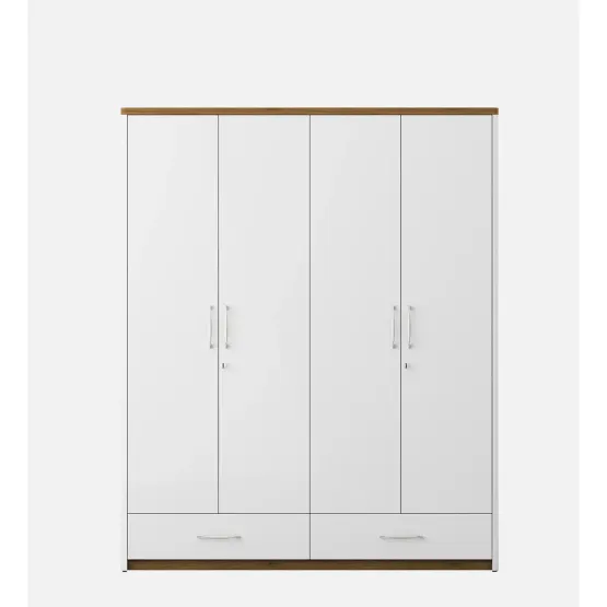 Kosmo Jupiter 4 Door Wardrobe W/o Mirror - High Gloss White