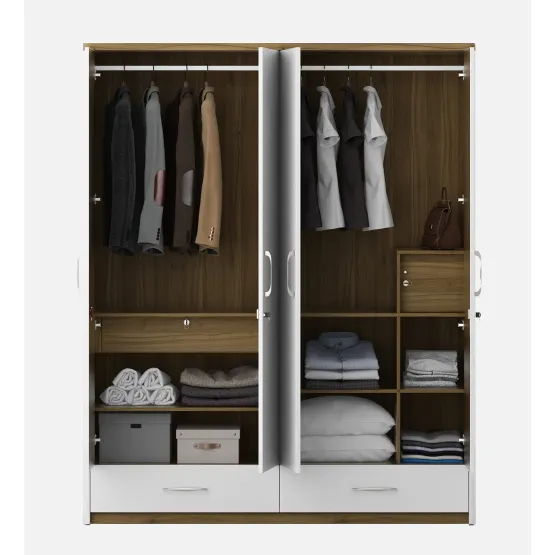 Kosmo Jupiter 4 Door Wardrobe W/o Mirror - High Gloss White