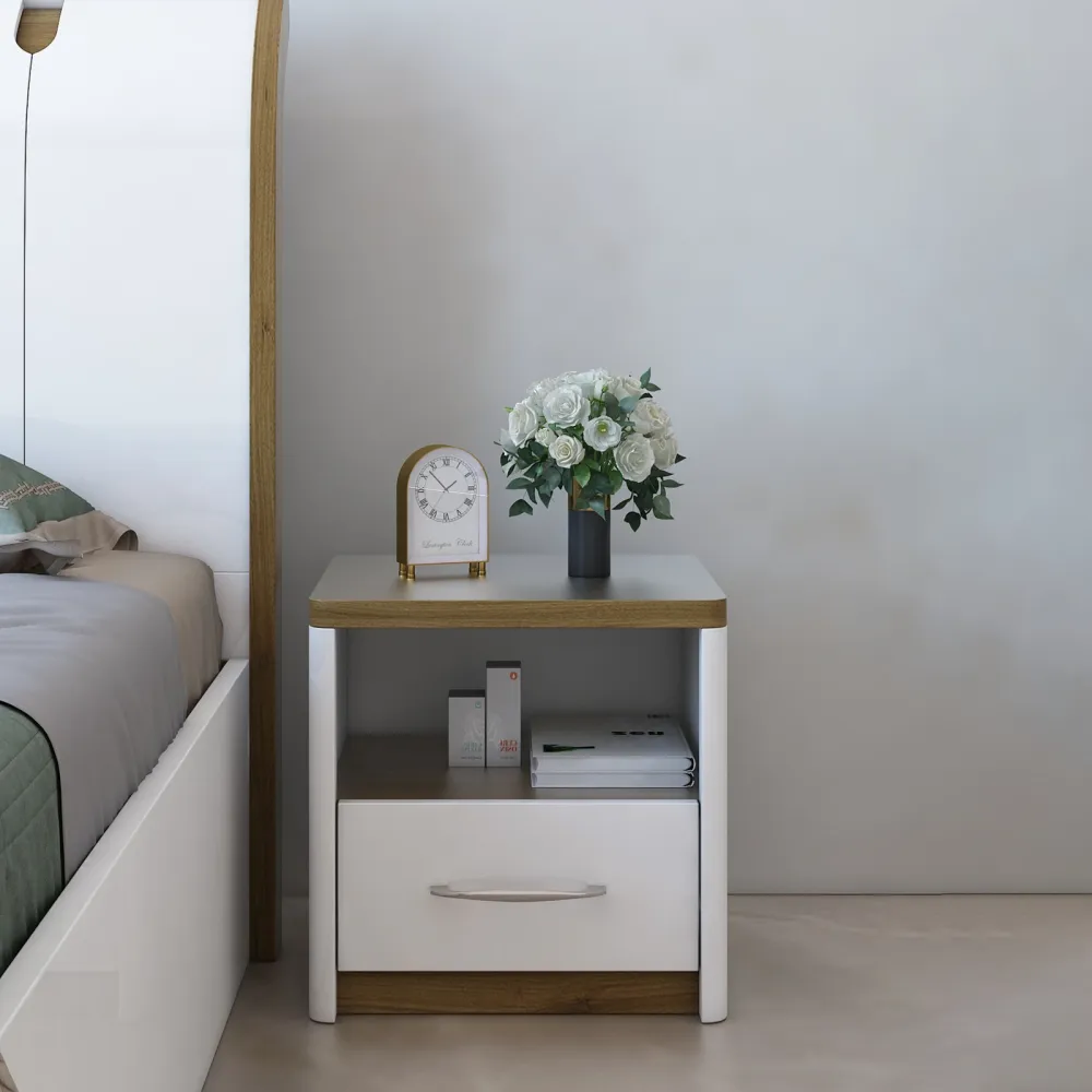 Jupiter Bedside - High Gloss And Natural Teak