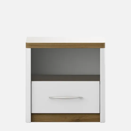 Jupiter Bedside - High Gloss And Natural Teak